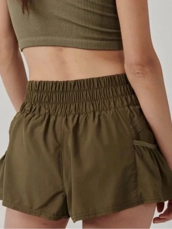 Free People Movement Olive Green Women's Athletic Shorts - Picture 8 of 11